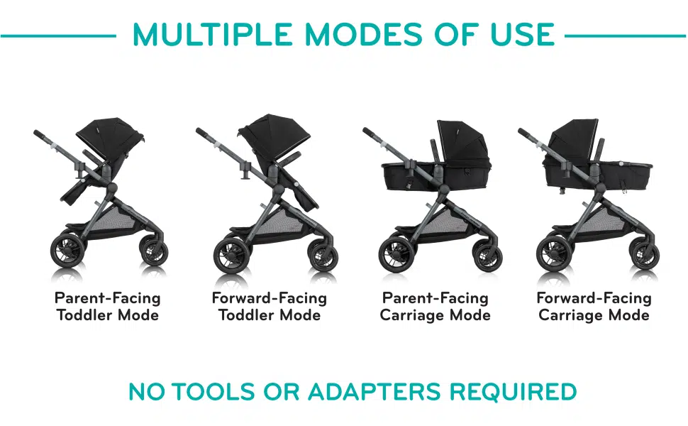 Different Modes of The Evenflo Pivot Xpand Stroller
