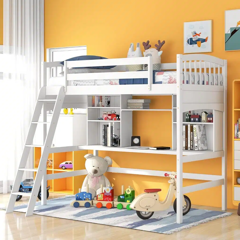 Harper and Bright Designs Twin Loft Bed with Desk