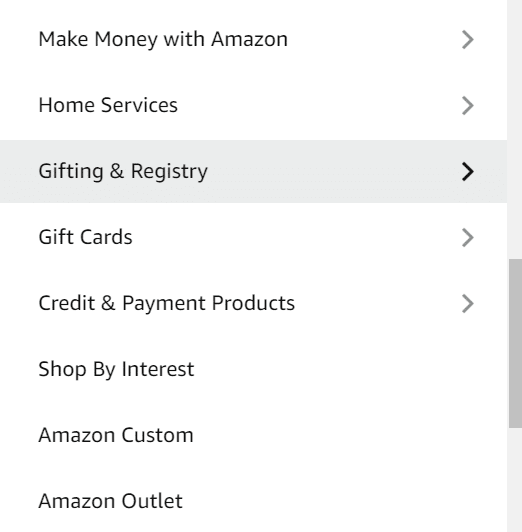 Step 2- Locate the Baby Registry Option