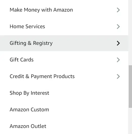 Step 2- Locate the Baby Registry Option
