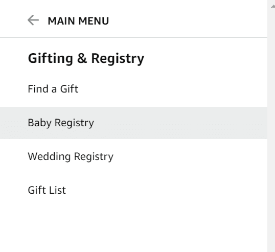 Step 2- Locate the Baby Registry Option(2)