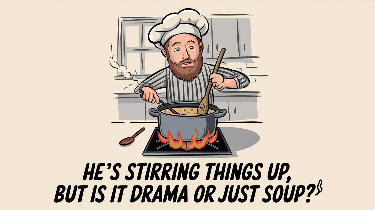 He’s stirring things up, but is it drama or just soup? 