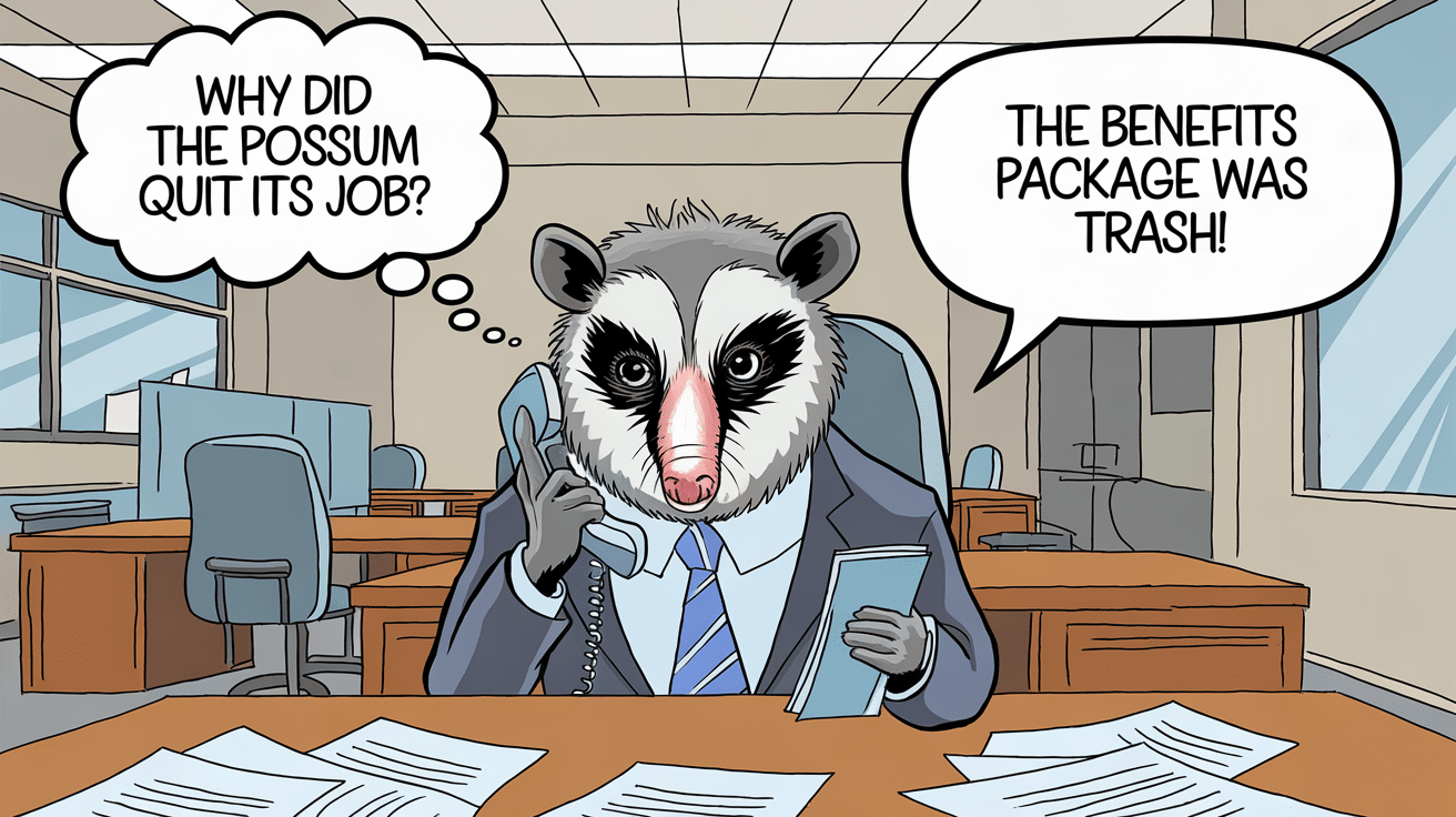 Why_did_the_possum_quit_its_job_The_benefits_package_was_trash
