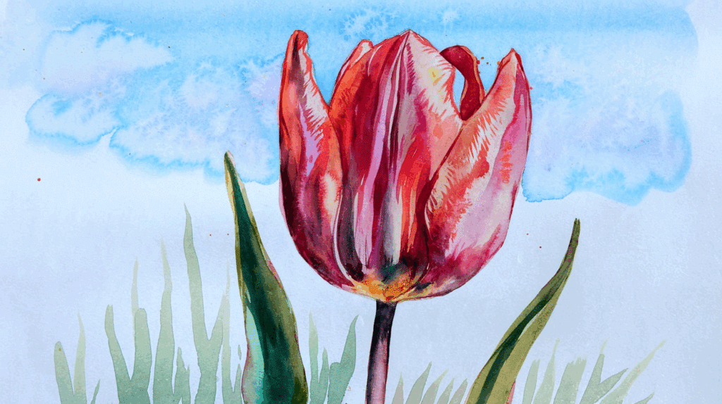 Nail a Watercolor Tulip as A Total Beginner