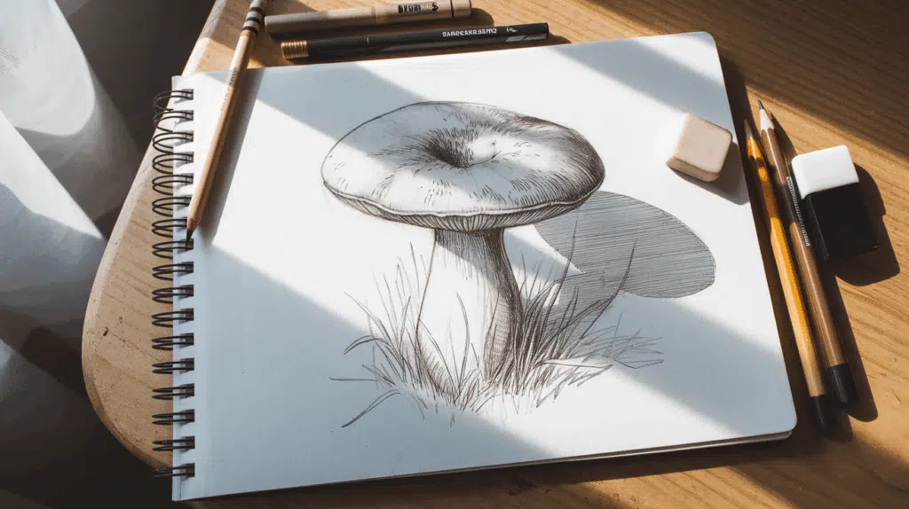 Step-by-Step Pencil Mushroom Drawing