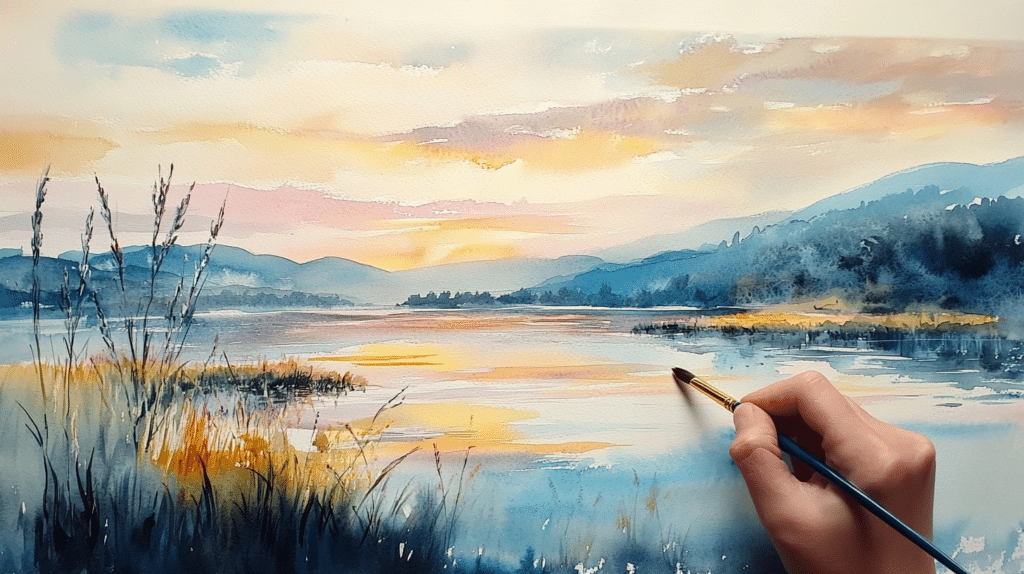 easy landscape watercolor painting for beginners