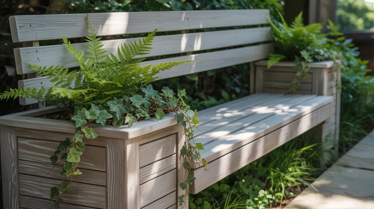 Bench with Side Planters

