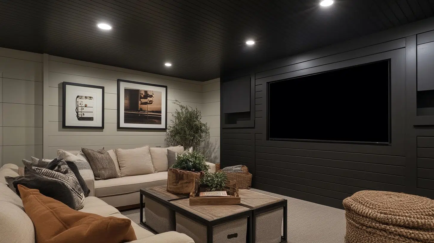 Black_Shiplap_Ceiling_with_Recessed_Lights