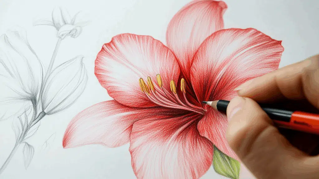 steps to draw a flower