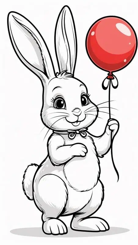 Bunny Holding a Balloon