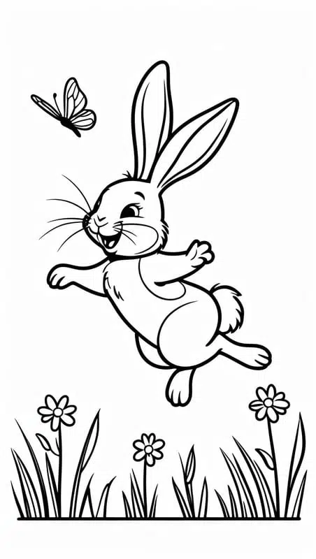 Bunny Leaping After a Butterfly