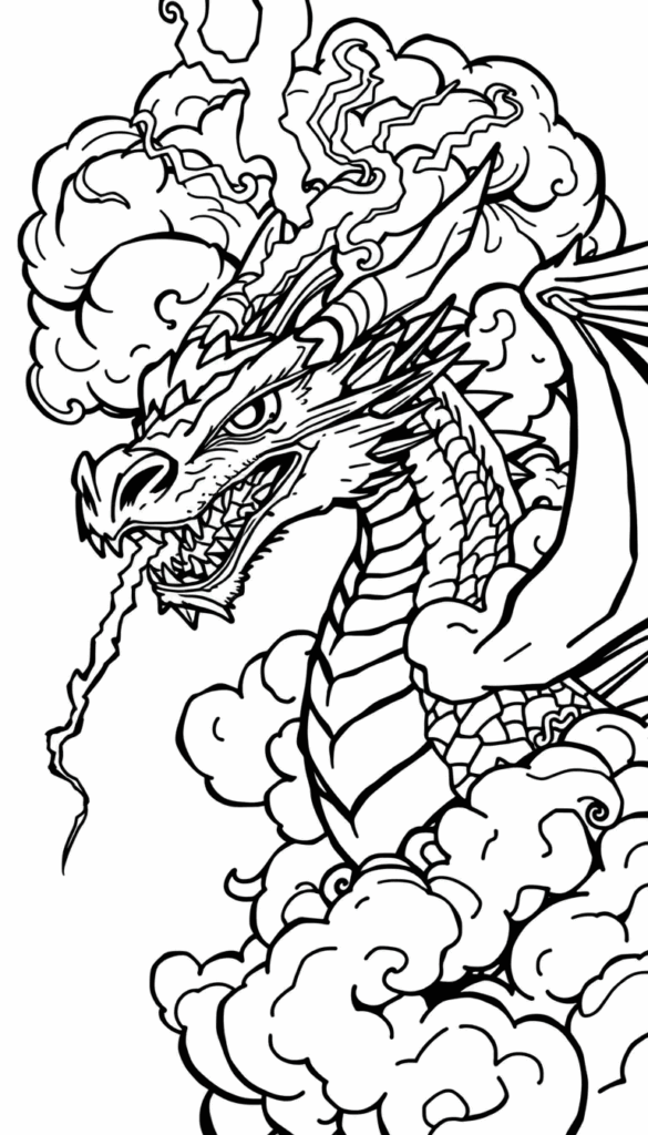 Scary Realistic Dragon Coloring Pages Free PDF - Meredith Plays