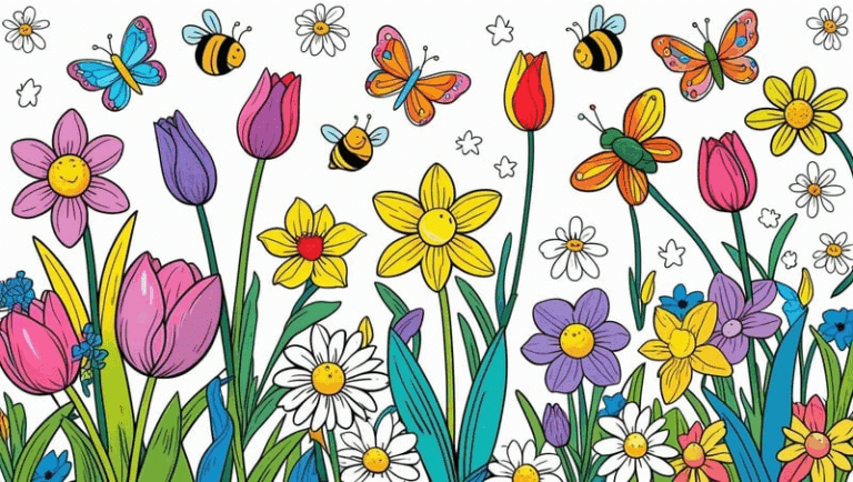 Easy Spring Coloring Pages Free PDF