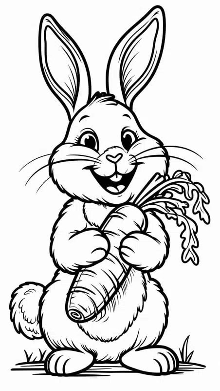 Happy Bunny Eating Carrot
