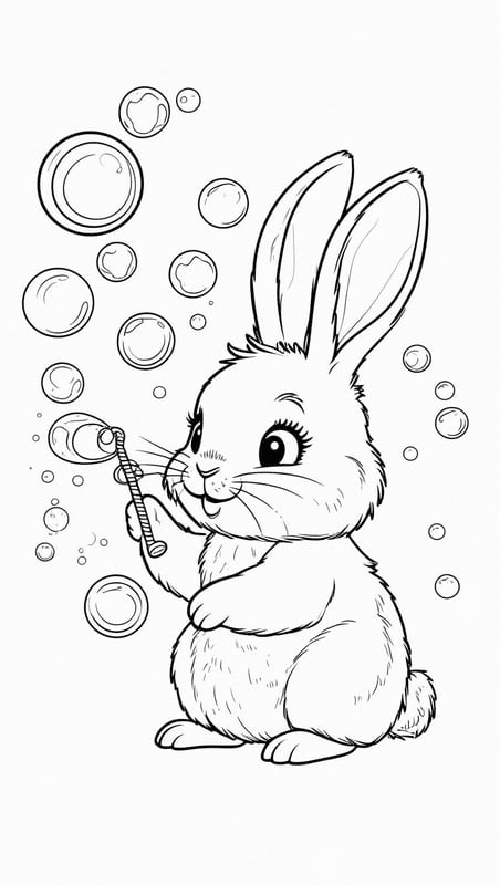 Little Bunny Blowing Bubbles