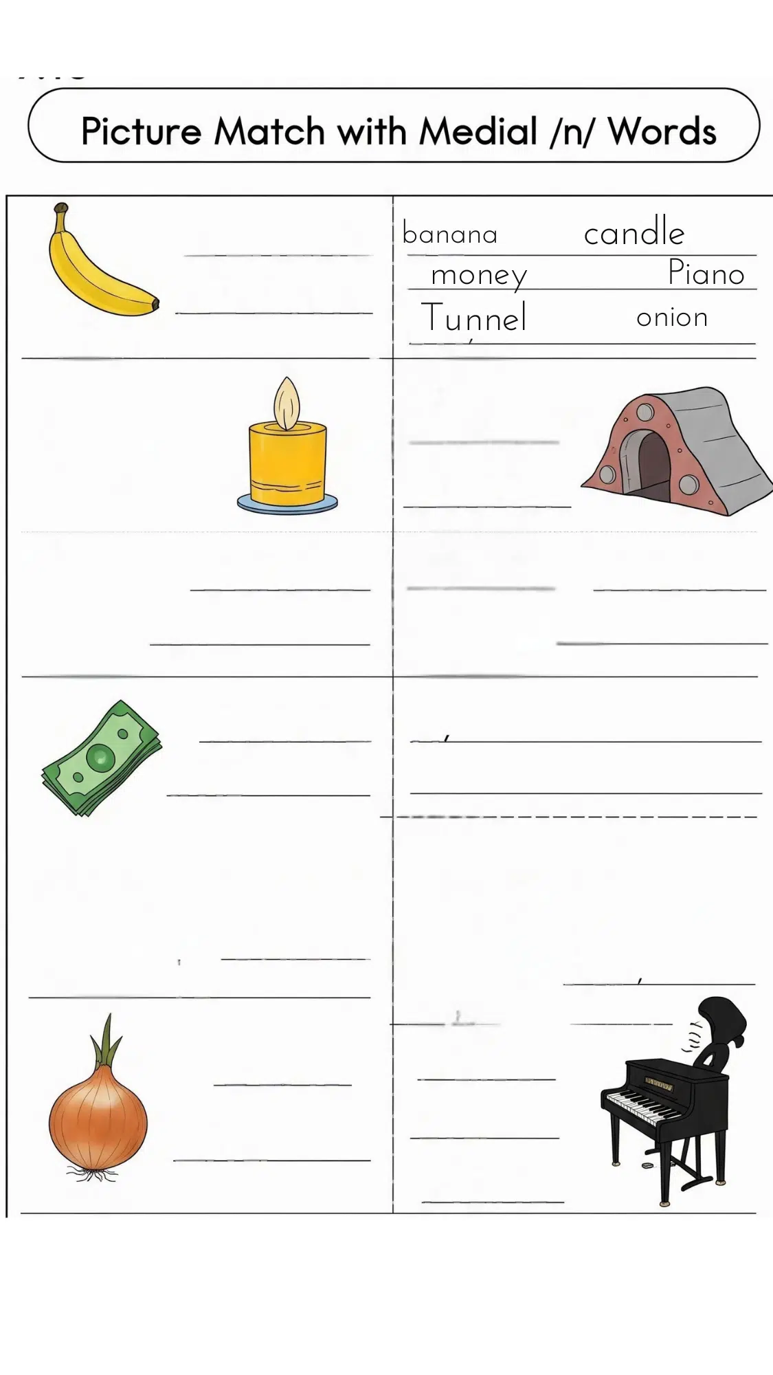 4. Picture Match with Medial N Sound