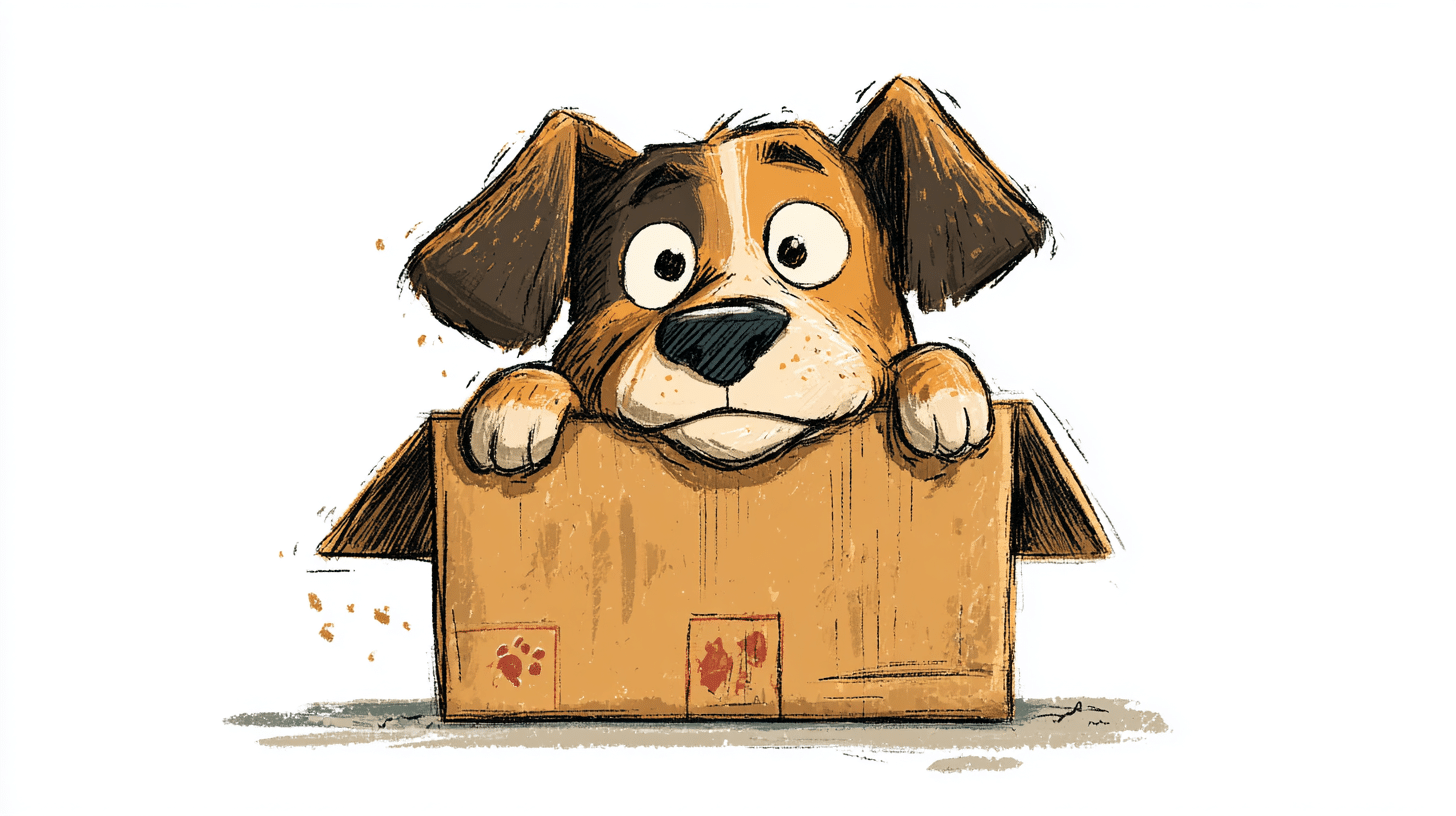 A Dog Peeking from A Box