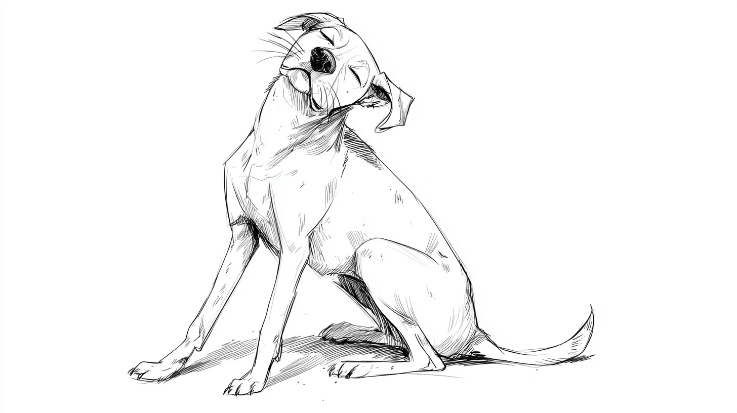 A Dog Scratching Behind the Ear