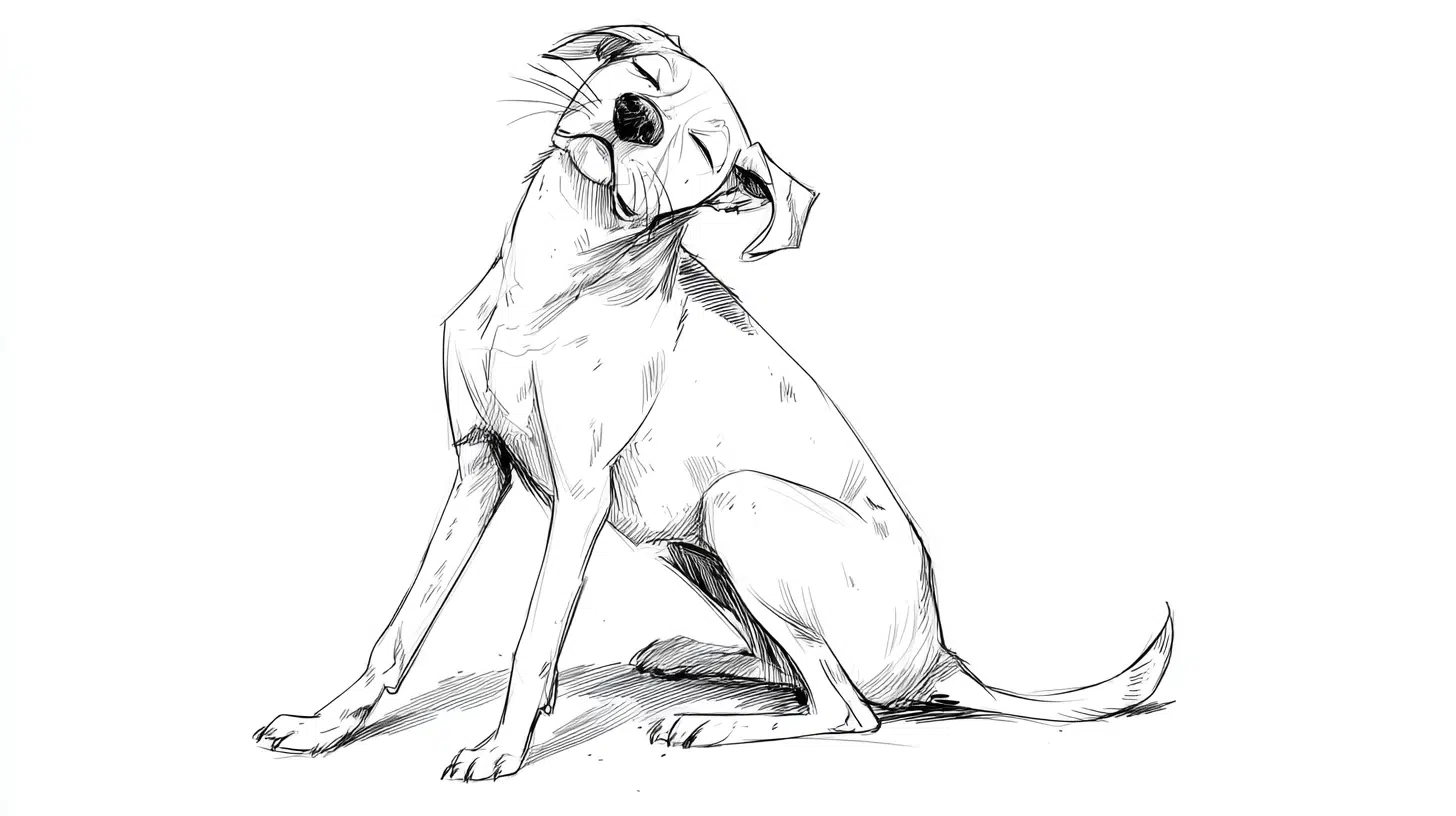 A Dog Scratching Behind the Ear