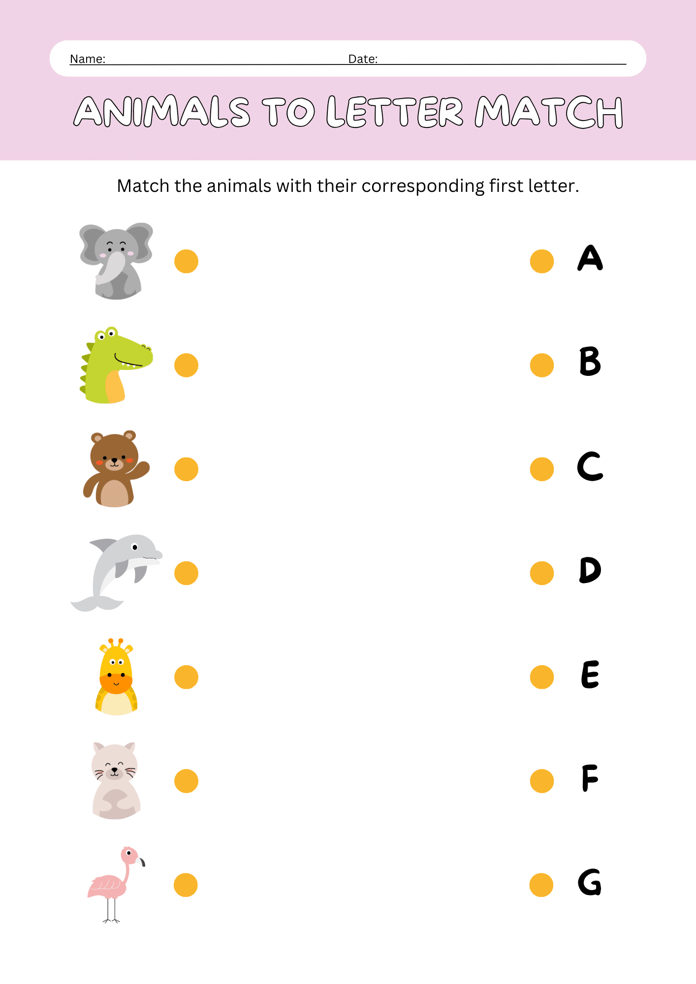 Animals to Letter Match