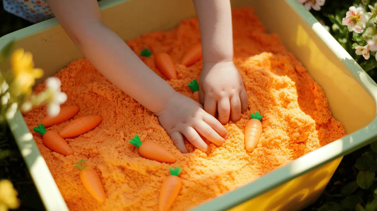Carrot Digging Bin with Kinetic Sand