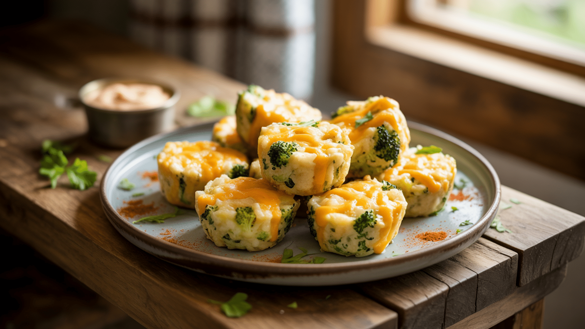 Cheesy Broccoli Rice Bites