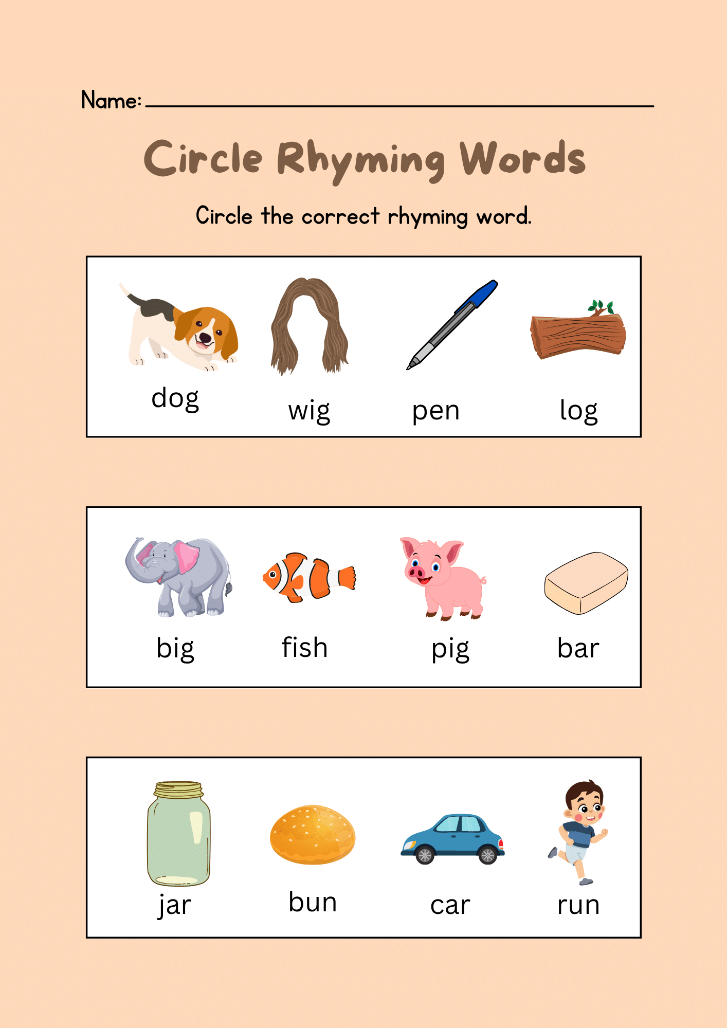Circle Rhyming Words