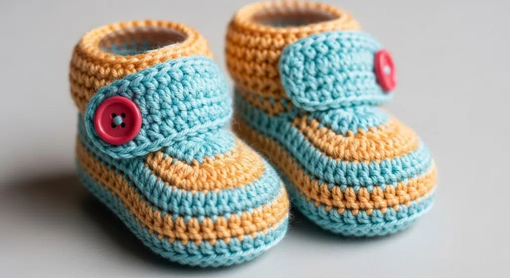 Crochet Booties with Buttons
