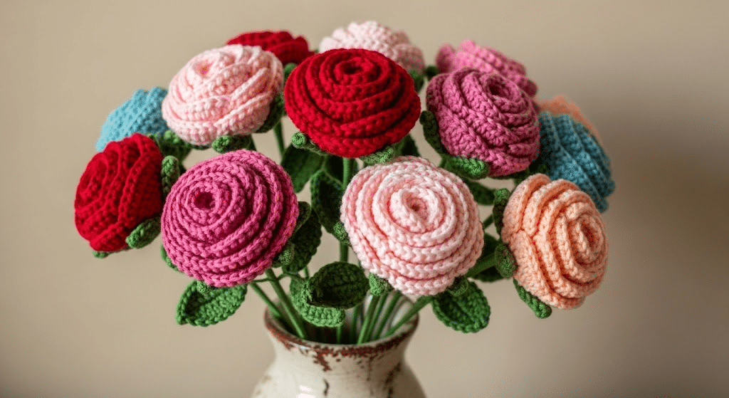 Crochet Rose Bouquet