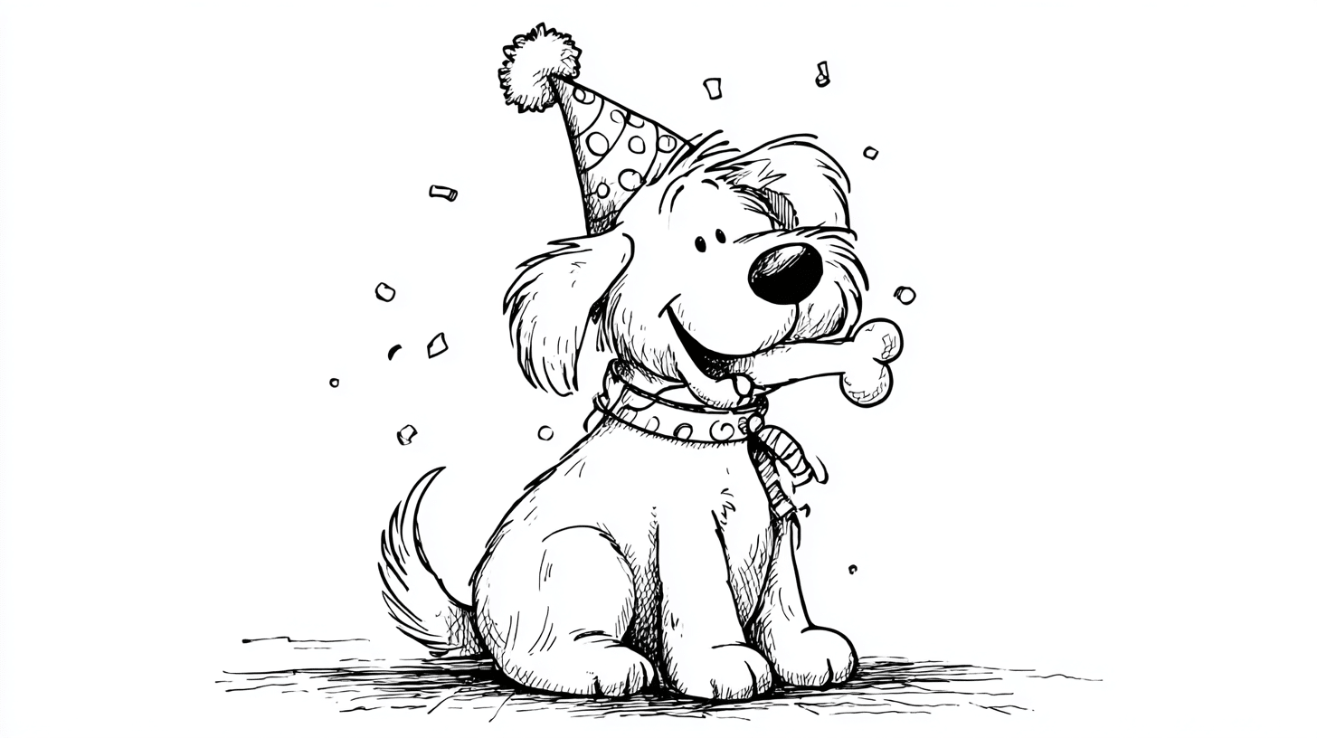 Dog with Birthday Hat or Bone (holiday Themes)