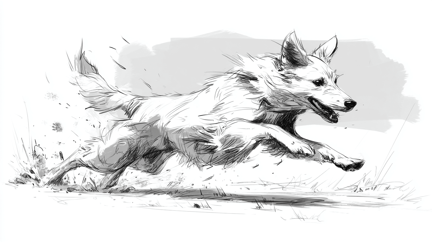 Dog Mid-Leap or In Full Sprint