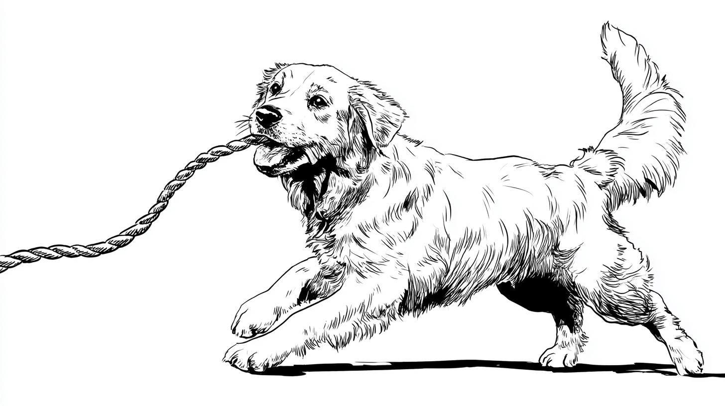 Dog Playing Tug-Of-War