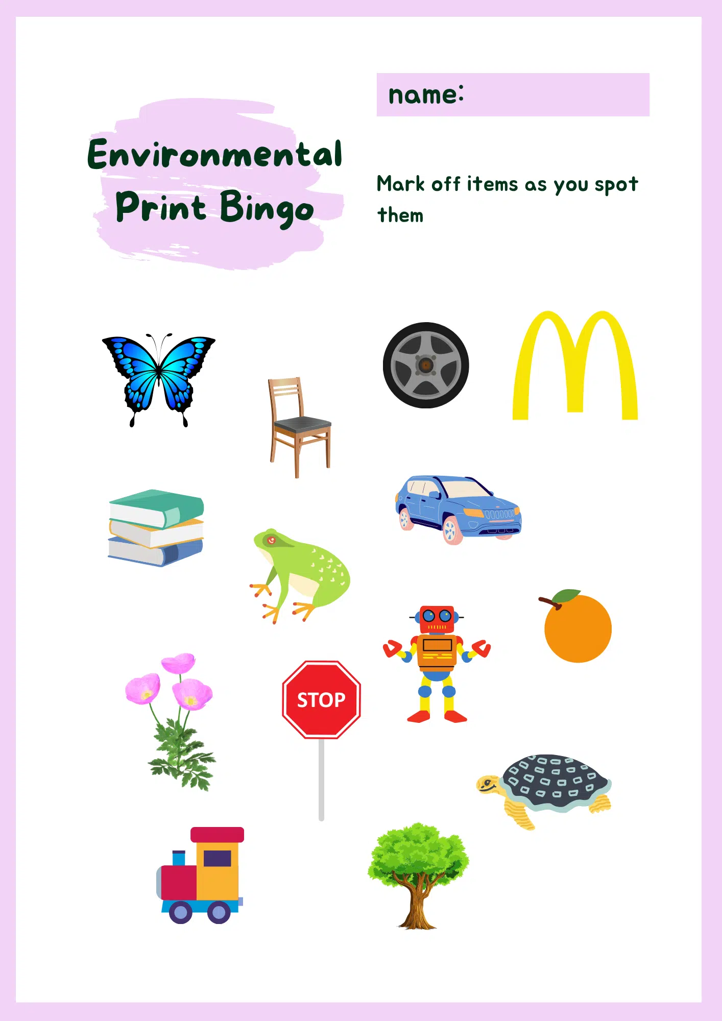 Environmental Print Bingo