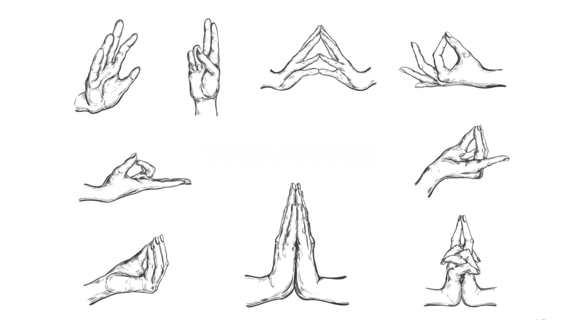 Hands in Yoga or Meditation Mudras