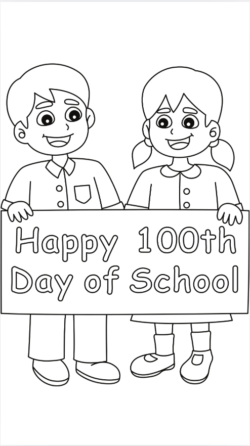 Happy_100th_Day_with_Boy_and_Girl_Holding_Sign