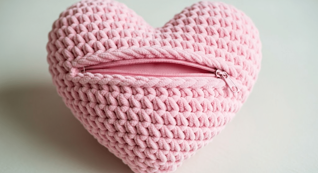 Heart Pillow with Hidden Pocket