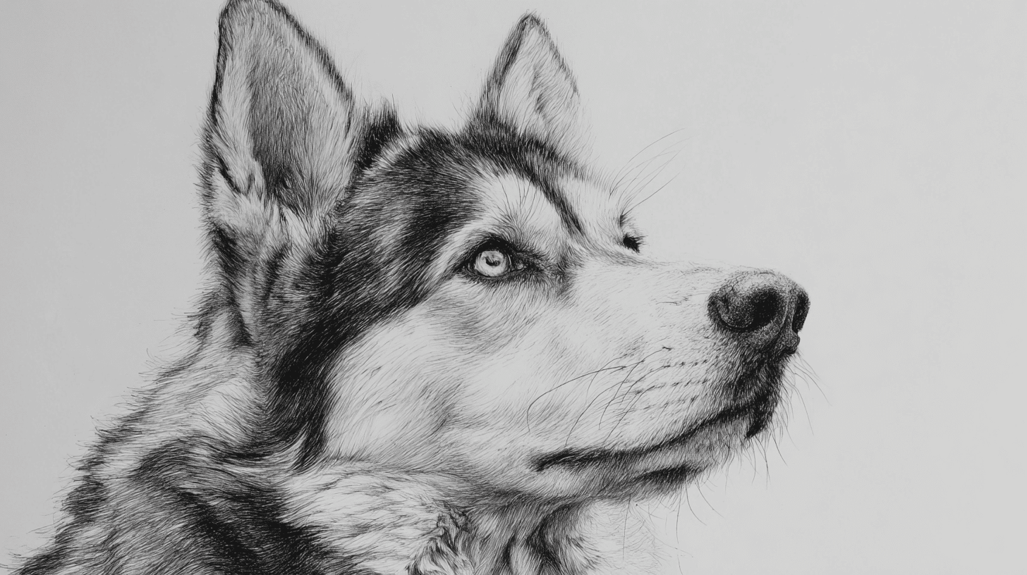 Husky or German Shepherd Head Study