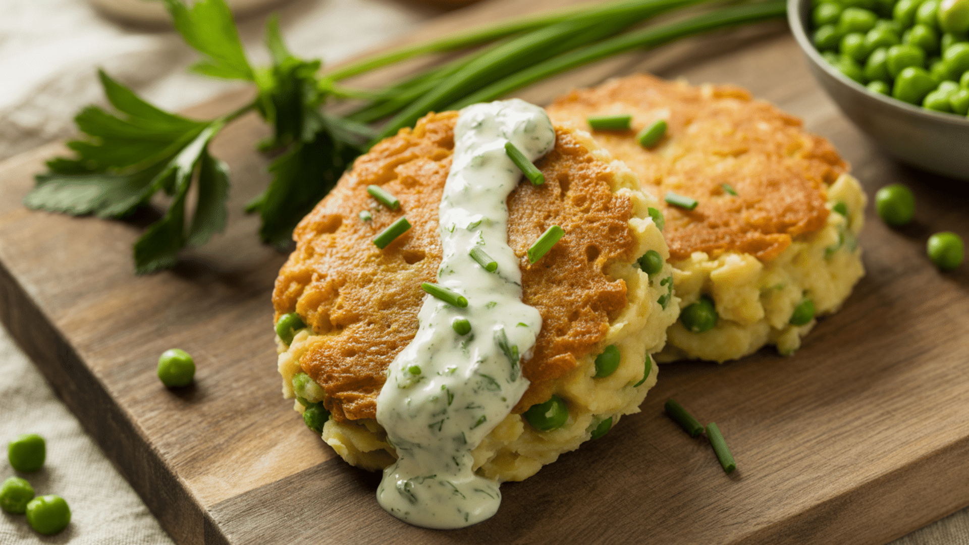 Mashed Potato and Pea Cakes