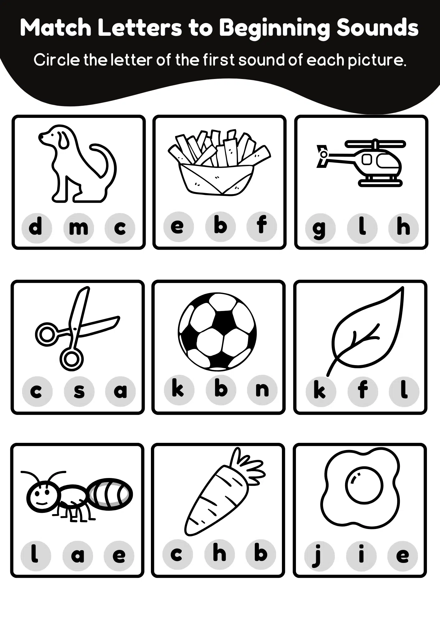 Match Letters to Beginning Sounds