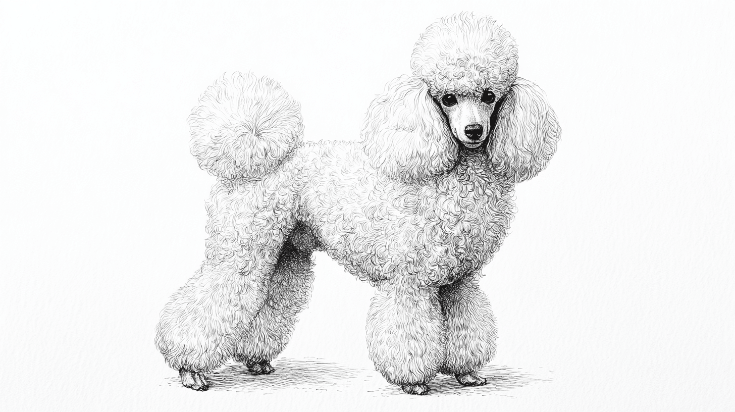 Poodle with Curly Fur Details

