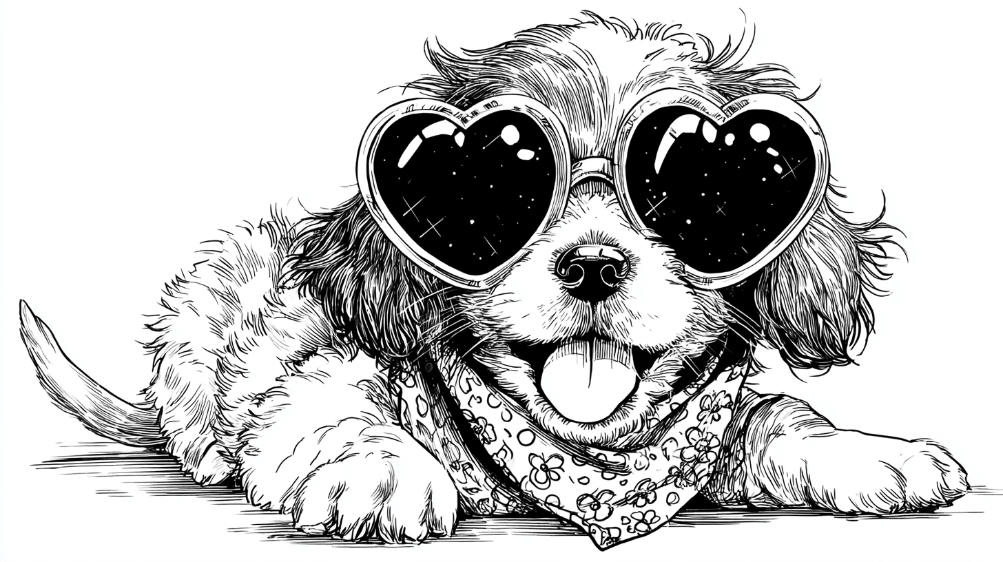 Puppy with Oversized Sunglasses