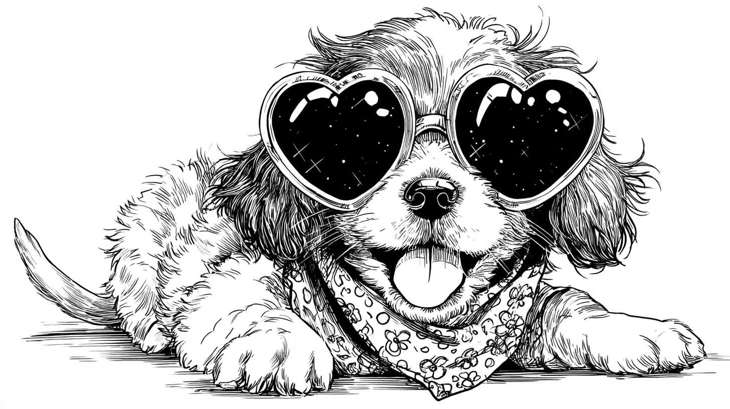 Puppy with Oversized Sunglasses