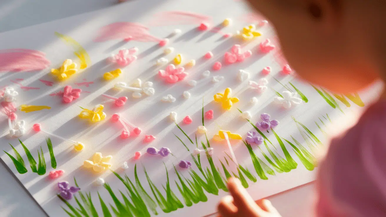 Q-tip Painted Flower Fields
