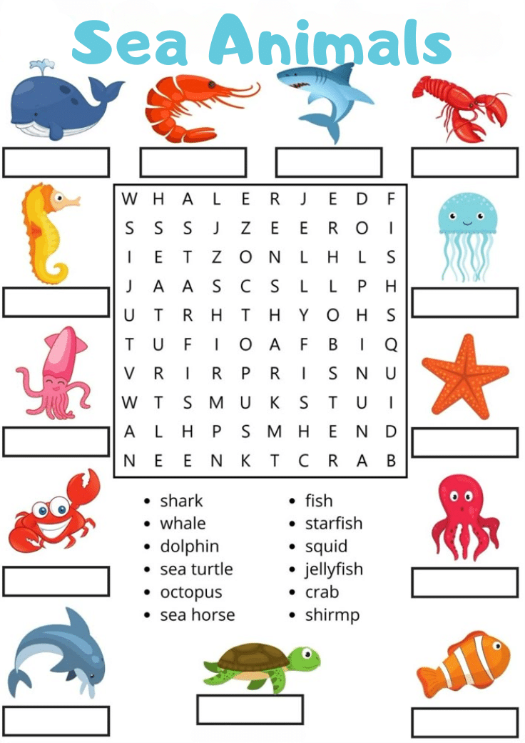Sea Animals Word Search