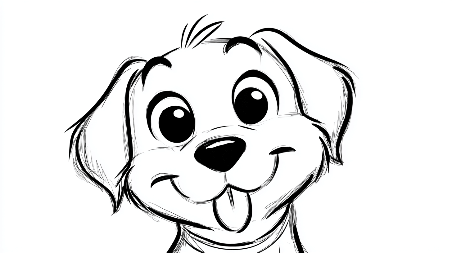 Simple Cartoon Dog Face with Big Eyes