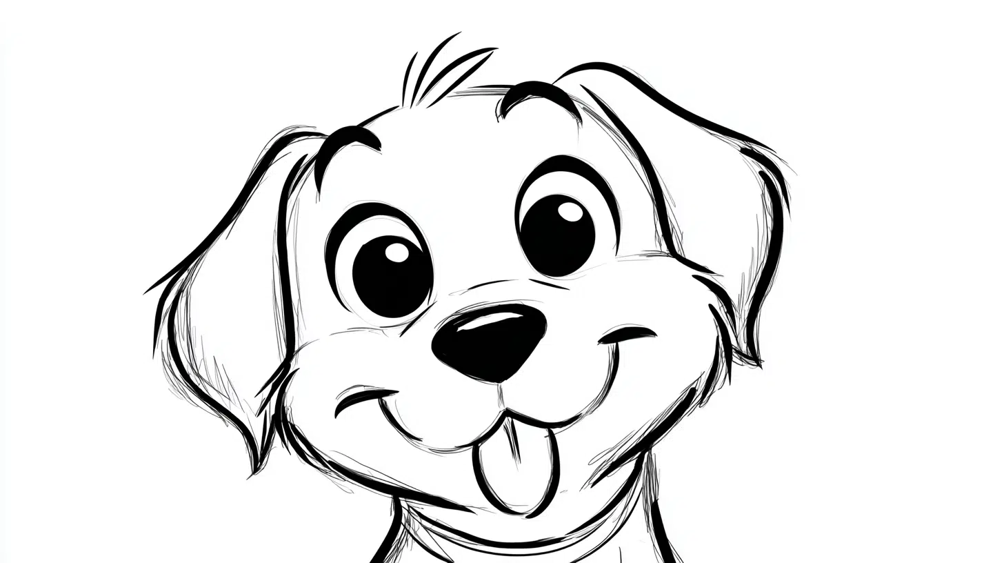 Simple Cartoon Dog Face with Big Eyes