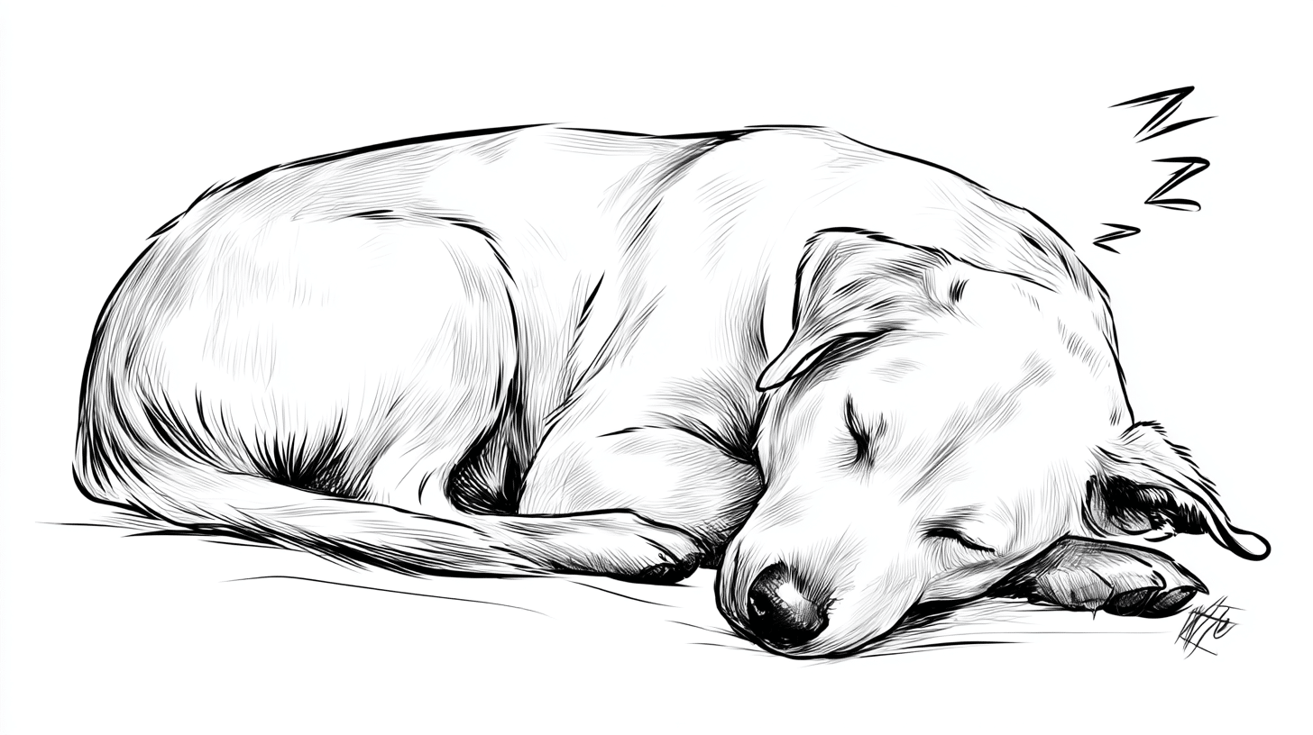 Sleeping Curled-Up Dog