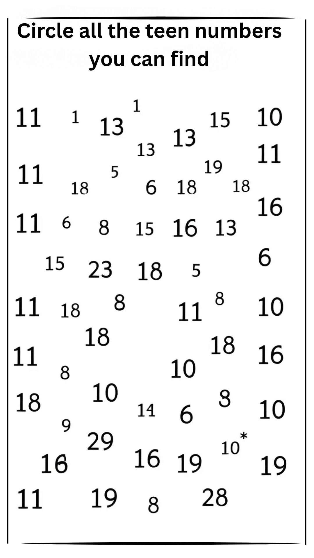 Spot the Teen Number