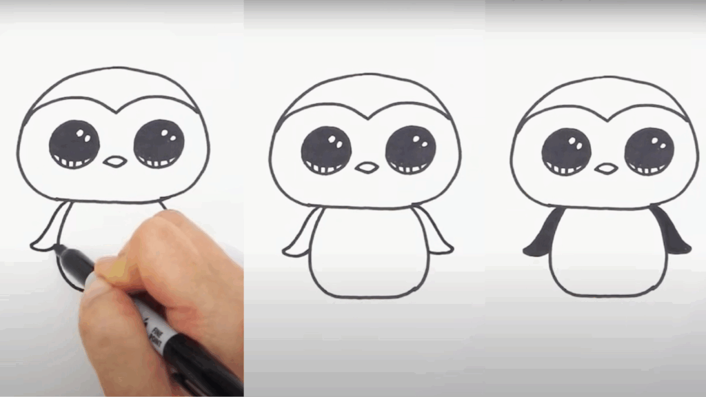 Penguin Drawing Step by Step Simple Tutorial - Meredith Plays