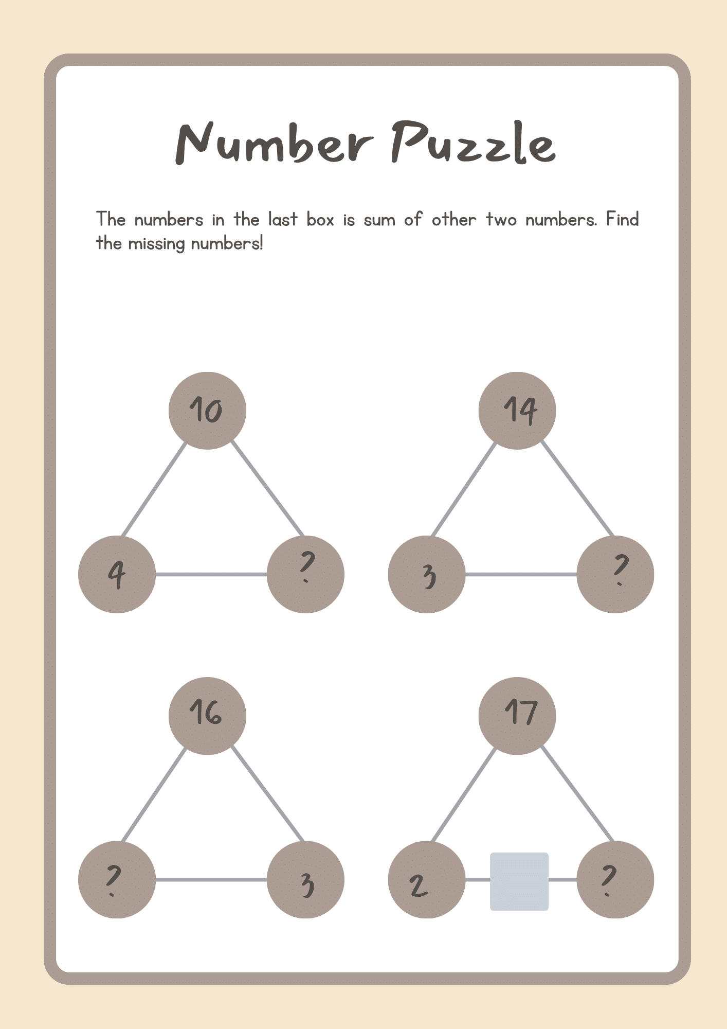 Teen Number Puzzles